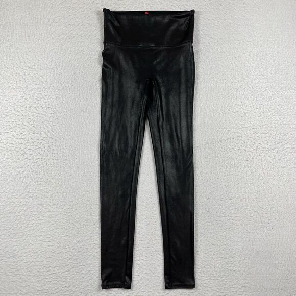 Spanx Leggings Womens Medium Black Faux‎ Leather Career Workwear Casual Party - Picture 1 of 13